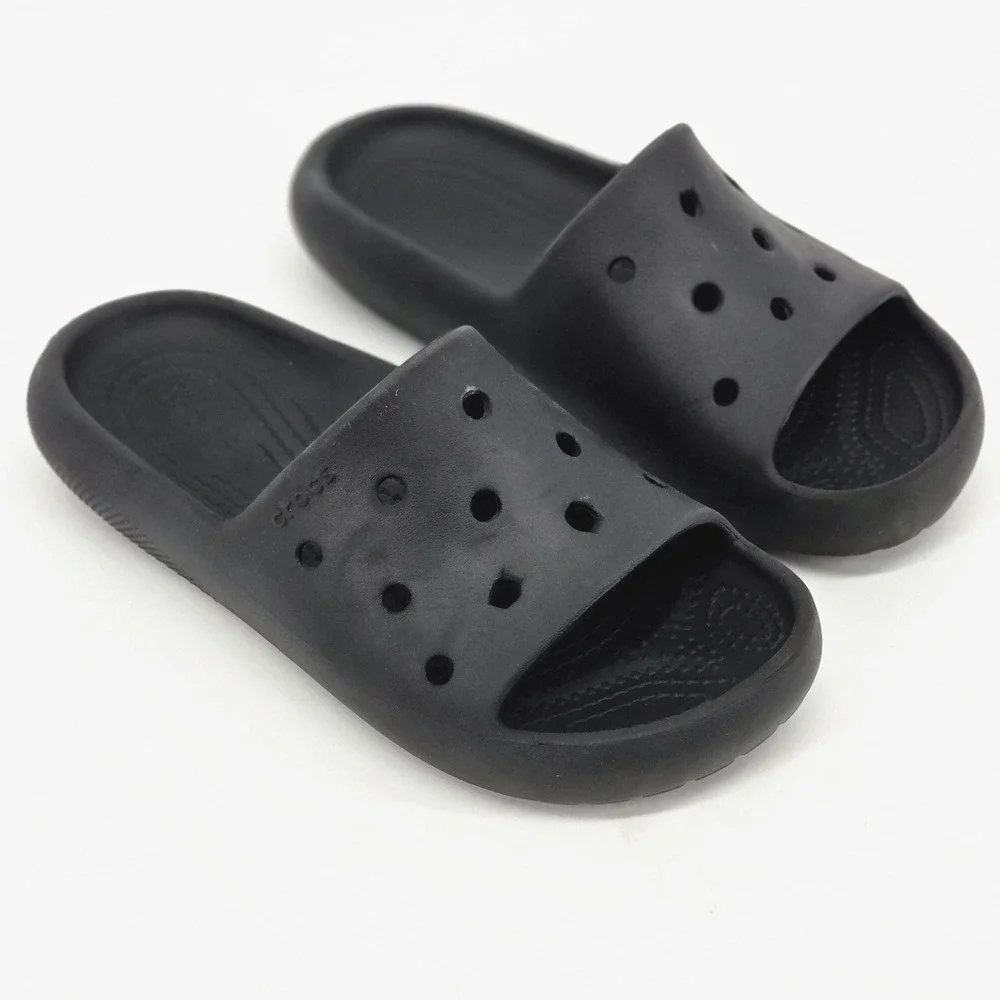 Crocs Classic Slide Black Comfort Sandals Youth J3 Slip On Gorpcore Loungewear